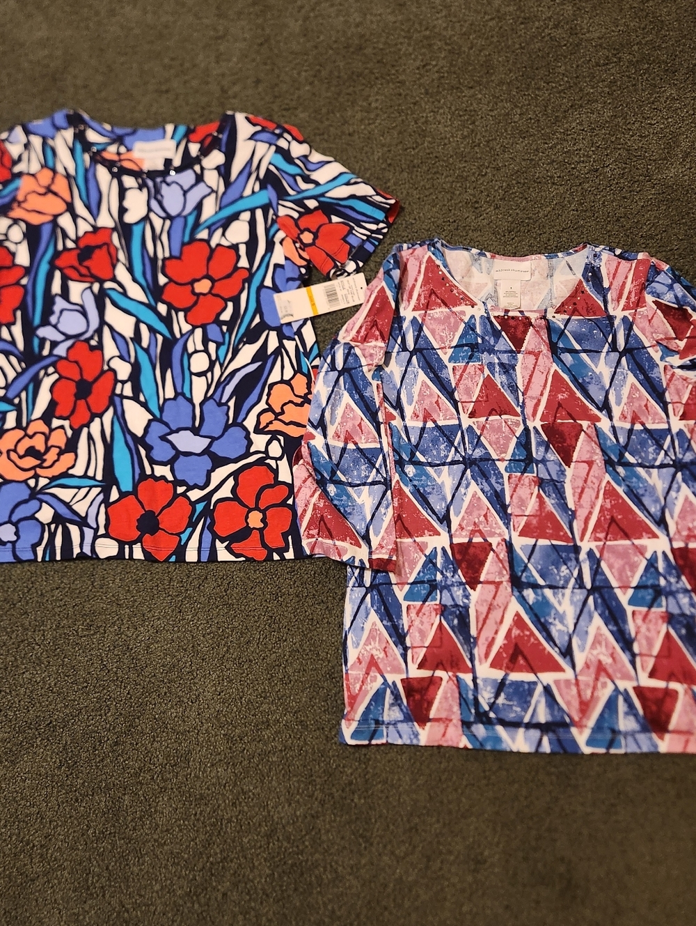 NWT Lot Of 2 Alfred Dunner Size Small Tops Career Workwear Floral Geometric Nice